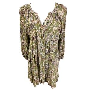 mellóday paisley cinched style peasant tunic mid sleeve women’s top